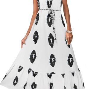 Women's Boho Floral Maxi Dress Polyester Casual Summer One Shoulder Midi